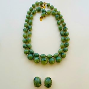 Joan Rivers ClassicCollection Jade Beaded Necklace Set of 2 & Matching Earrings